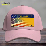 New York Yellow with American Flag Novelty License Plate Hat Cotton / Pink