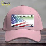 Michigan Peninsulas Plate American Flag Novelty License Plate Hat Cotton / Pink