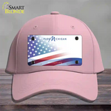 Pure Michigan Plate American Flag Novelty License Plate Hat Cotton / Pink