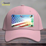 Ohio Birthplace with American Flag Novelty License Plate Hat Cotton / Pink