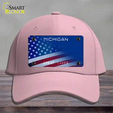 Michigan Great Lakes Plate American Flag Novelty License Plate Hat Cotton / Pink