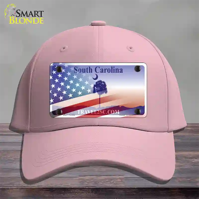 South Carolina Travel Plate American Flag Novelty License Plate Hat Cotton / Pink