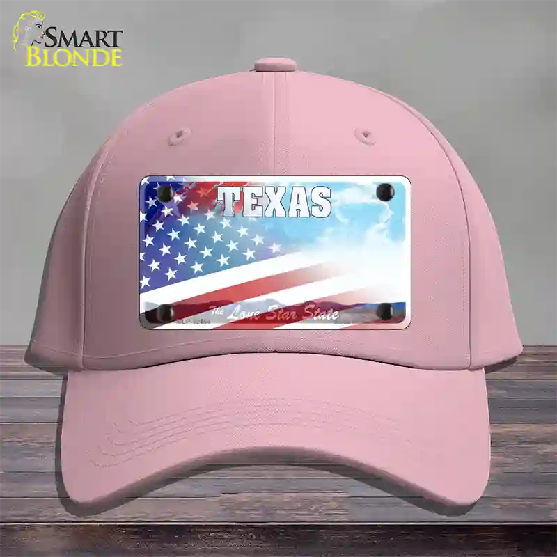 Texas Lone Star Plate American Flag Novelty License Plate Hat Cotton / Pink