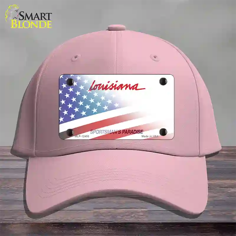 Louisiana Plate American Flag Novelty License Plate Hat Cotton / Pink