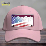 Colorado Red with American Flag Novelty License Plate Hat Cotton / Pink