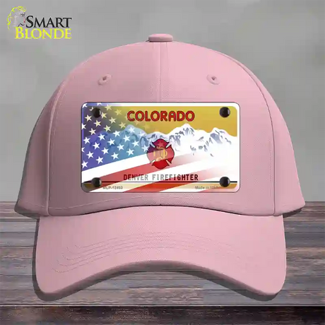 Colorado Firefighter Plate American Flag Novelty License Plate Hat Cotton / Pink