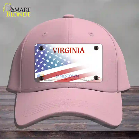 Virginia Jamestown with American Flag Novelty License Plate Hat Cotton / Pink