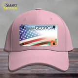 Georgia Peach with American Flag Novelty License Plate Hat Cotton / Pink