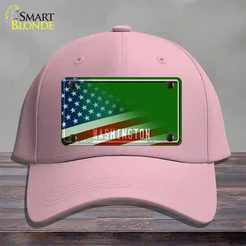 Washington Green with American Flag Novelty License Plate Hat Cotton / Pink