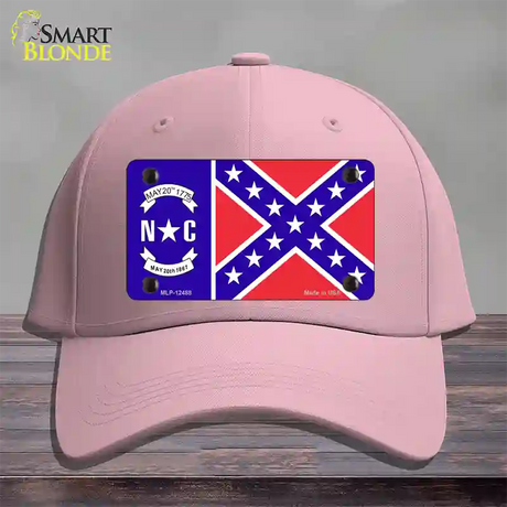 North Carolina Confederate Flag Novelty License Plate Hat Cotton / Pink