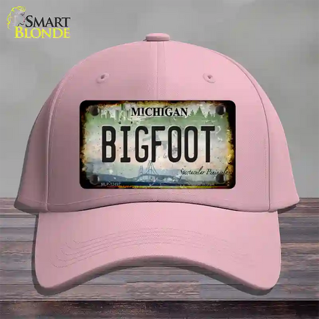 Bigfoot Michigan Novelty License Plate Hat Cotton / Pink