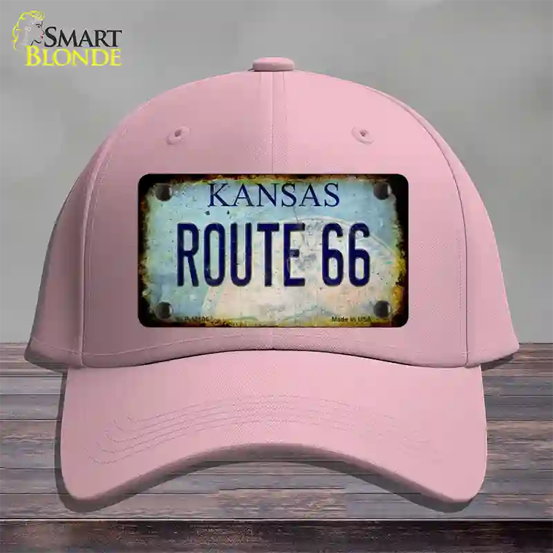 Route 66 Kansas Rusty Novelty License Plate Hat Cotton / Pink