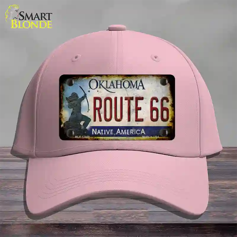 Route 66 Oklahoma Rusty Novelty License Plate Hat Cotton / Pink