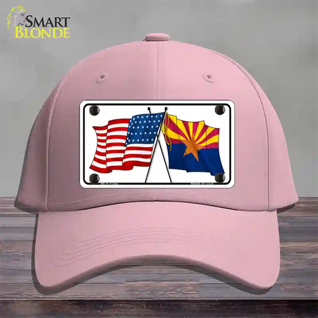 Arizona American Crossed Flags Novelty License Plate Hat Cotton / Pink