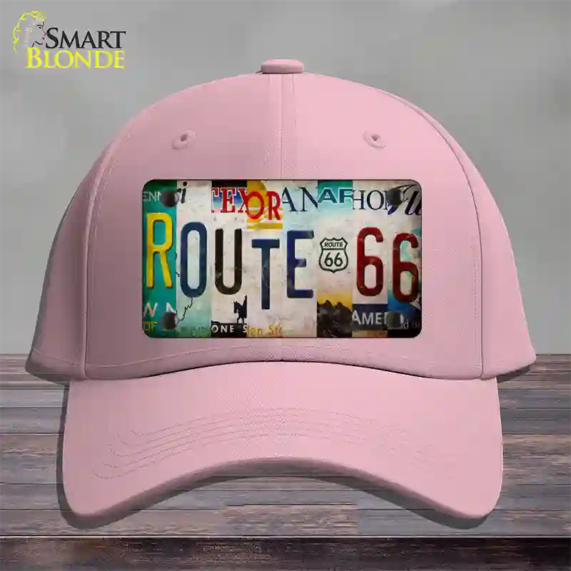 Route 66 Strip Novelty License Plate Hat Cotton / Pink