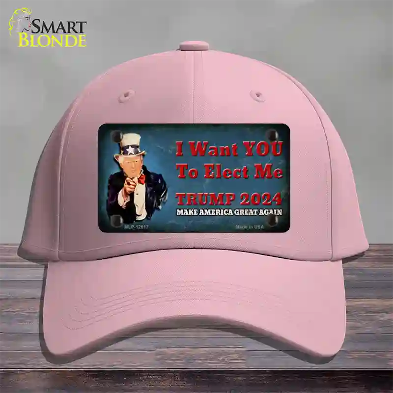 I Want You to Elect Me Trump 2024 Novelty License Plate Hat Cotton / Pink