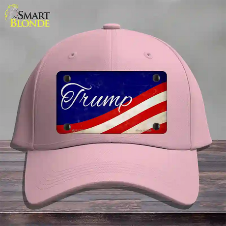 Trump on Waving Flag Novelty License Plate Hat Cotton / Pink