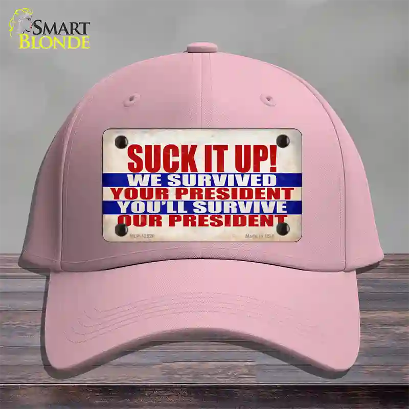 Suck It Up We Survived Novelty License Plate Hat Cotton / Pink