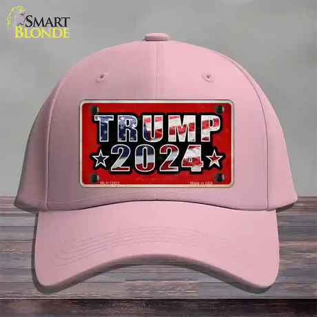 Trump 2024 Flag Novelty License Plate Hat Cotton / Pink