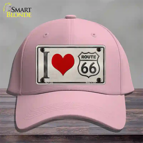 I Love Route 66 Novelty License Plate Hat Cotton / Pink