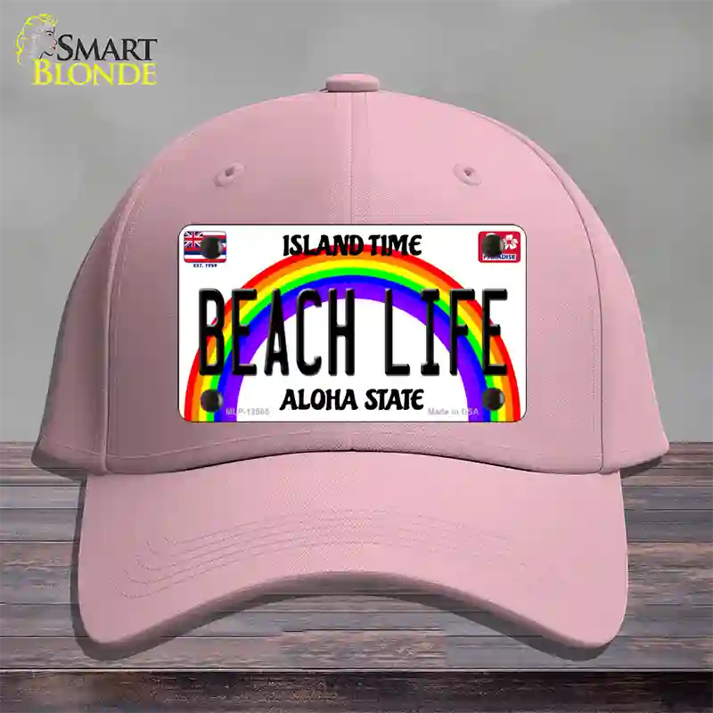 Beach Life Hawaii Novelty License Plate Hat Cotton / Pink