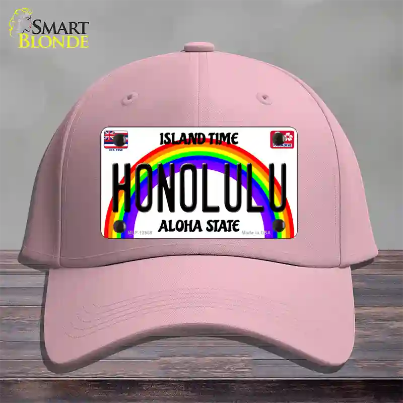 Honolulu Hawaii Novelty License Plate Hat Cotton / Pink