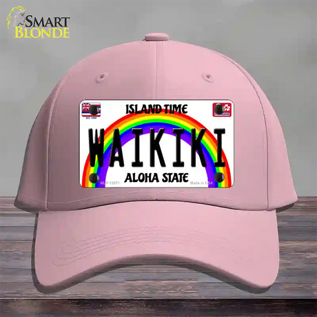 Waikiki Hawaii Novelty License Plate Hat Cotton / Pink