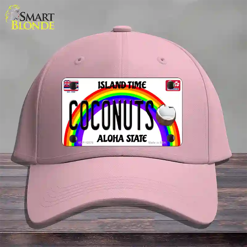 Coconuts Hawaii Novelty License Plate Hat Cotton / Pink