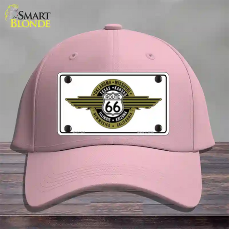 Route 66 Shield Emblem Novelty License Plate Hat Cotton / Pink