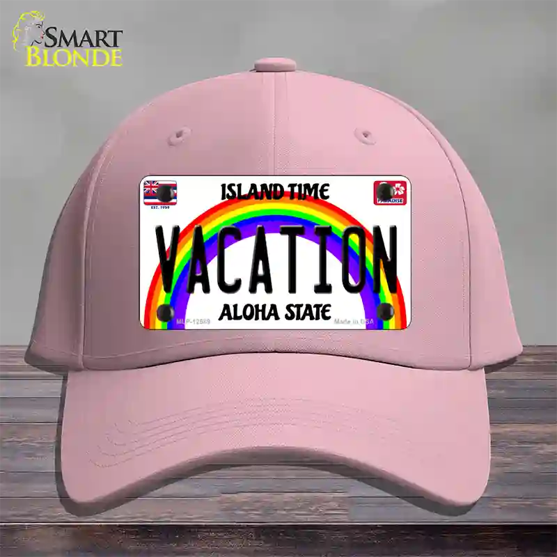 Vacation Hawaii Novelty License Plate Hat Cotton / Pink