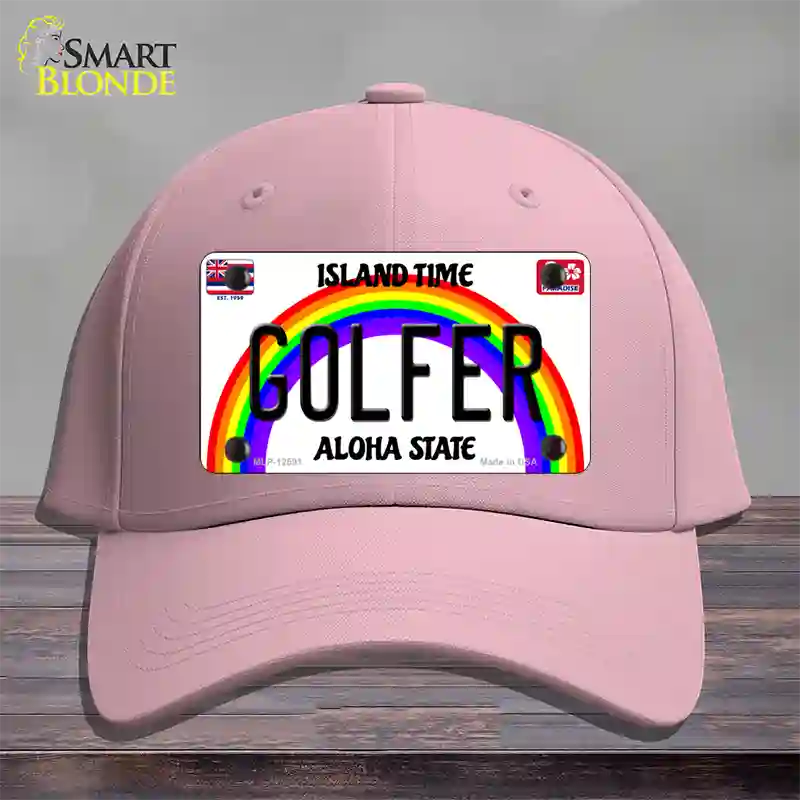 Golfer Hawaii Novelty License Plate Hat Cotton / Pink