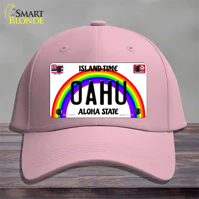 Oahu Hawaii Novelty License Plate Hat Cotton / Pink