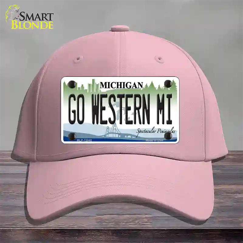 Go Western Michigan Novelty License Plate Hat Cotton / Pink