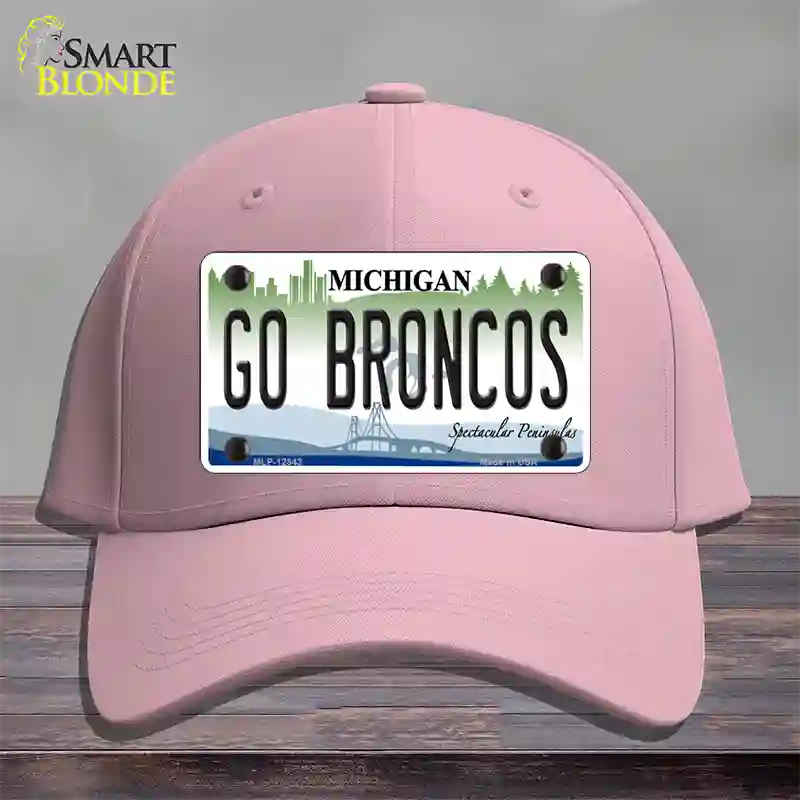 Go Broncos Michigan Novelty License Plate Hat Cotton / Pink