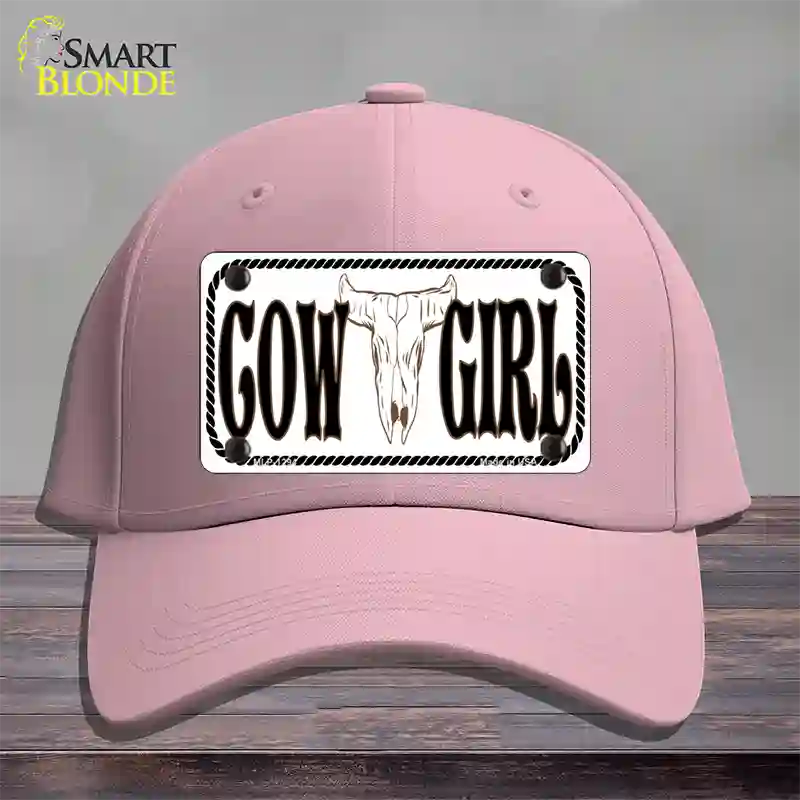 Cowgirl with Skull Novelty License Plate Hat Cotton / Pink