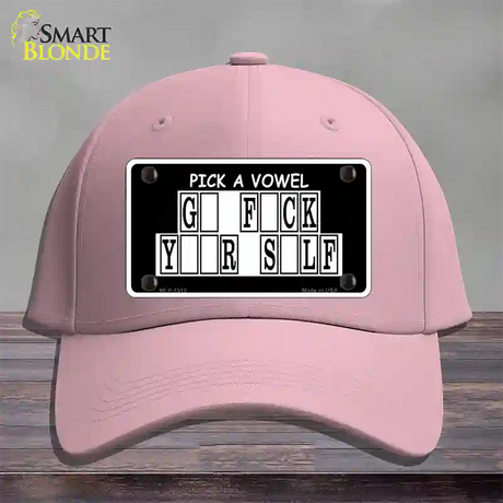 Pick A Vowel Novelty License Plate Hat Cotton / Pink