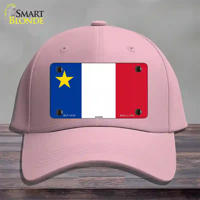 Acadian Canada Flag Novelty License Plate Hat Cotton / Pink