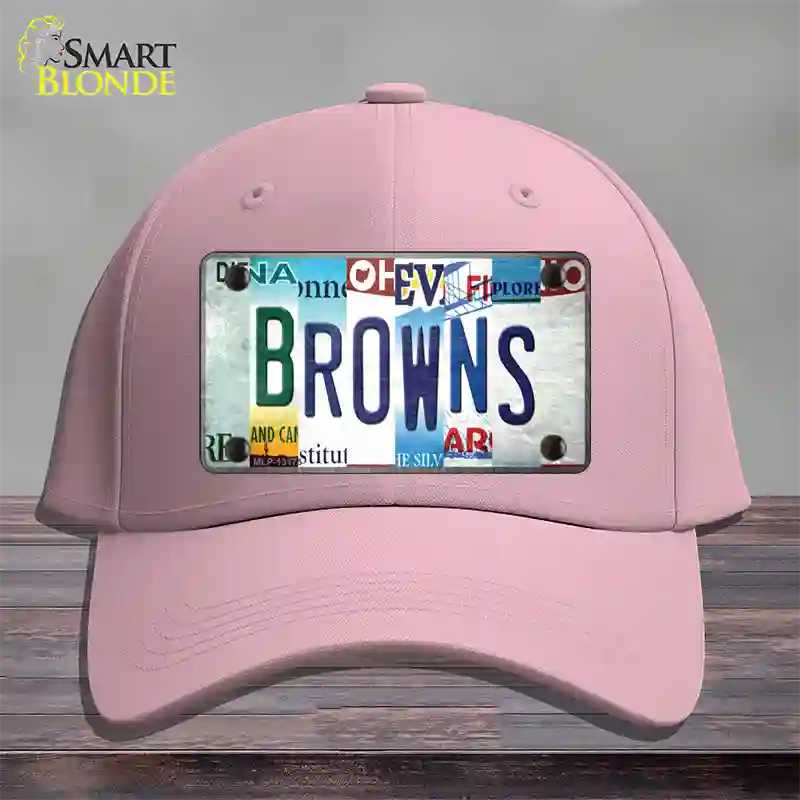 Browns Strip Art Novelty License Plate Hat Tag Cotton / Pink