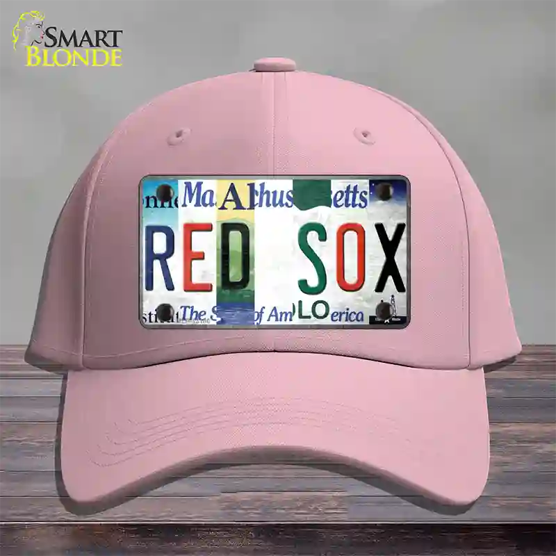 Red Sox Strip Art Novelty License Plate Hat Tag Cotton / Pink