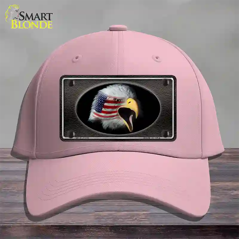 American Flag Eagle Black Novelty License Plate Hat Cotton / Pink