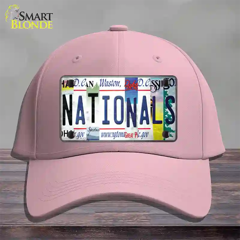 Nationals Strip Art Novelty License Plate Hat Tag Cotton / Pink