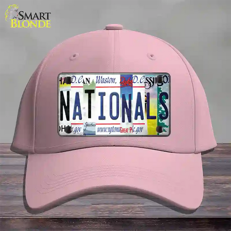 Nationals Strip Art Novelty License Plate Hat Tag Cotton / Pink