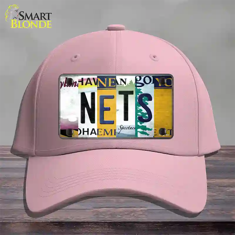 Nets Strip Art Novelty License Plate Hat Tag Cotton / Pink