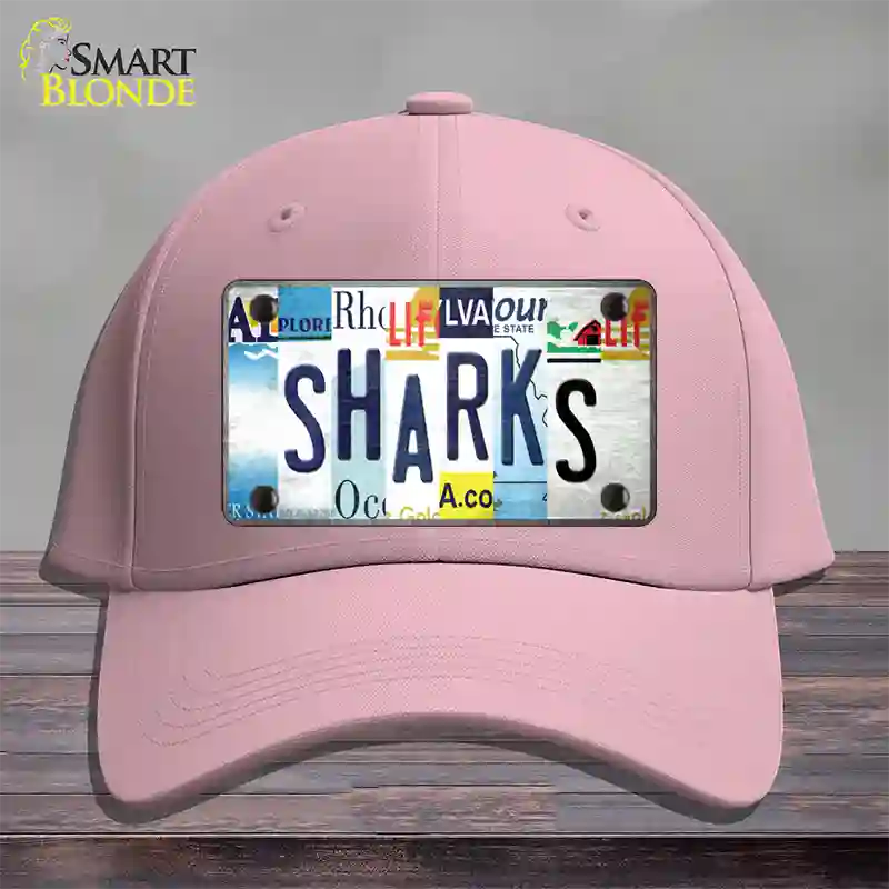 Sharks Strip Art Novelty License Plate Hat Tag Cotton / Pink