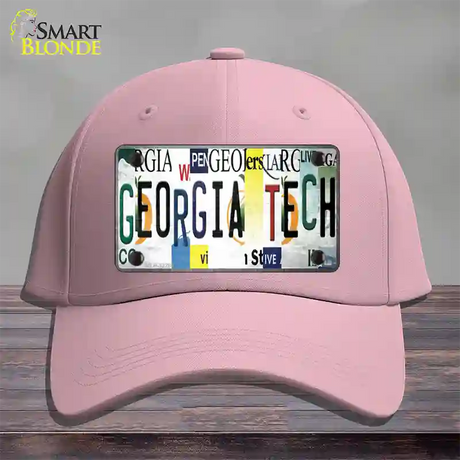 Georgia Tech Strip Art Novelty License Plate Hat Tag Cotton / Pink