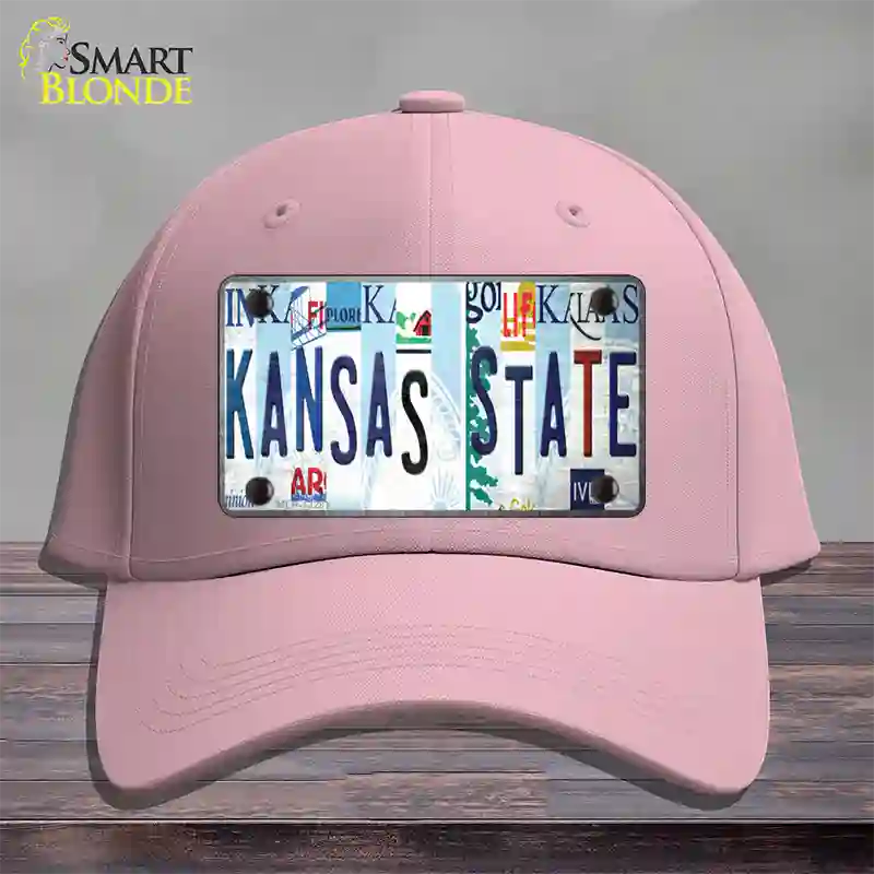 Kansas State Strip Art Novelty License Plate Hat Tag Cotton / Pink