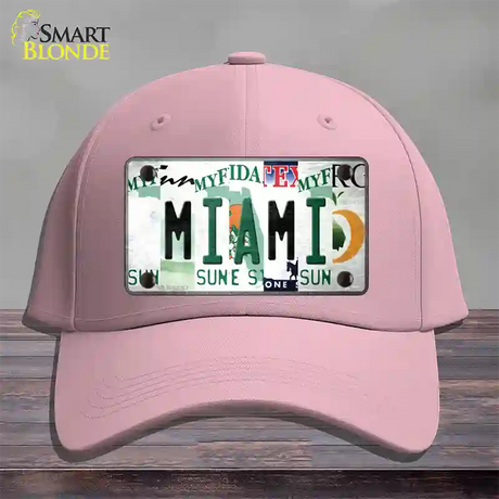 Miami Strip Art Novelty License Plate Hat Tag Cotton / Pink