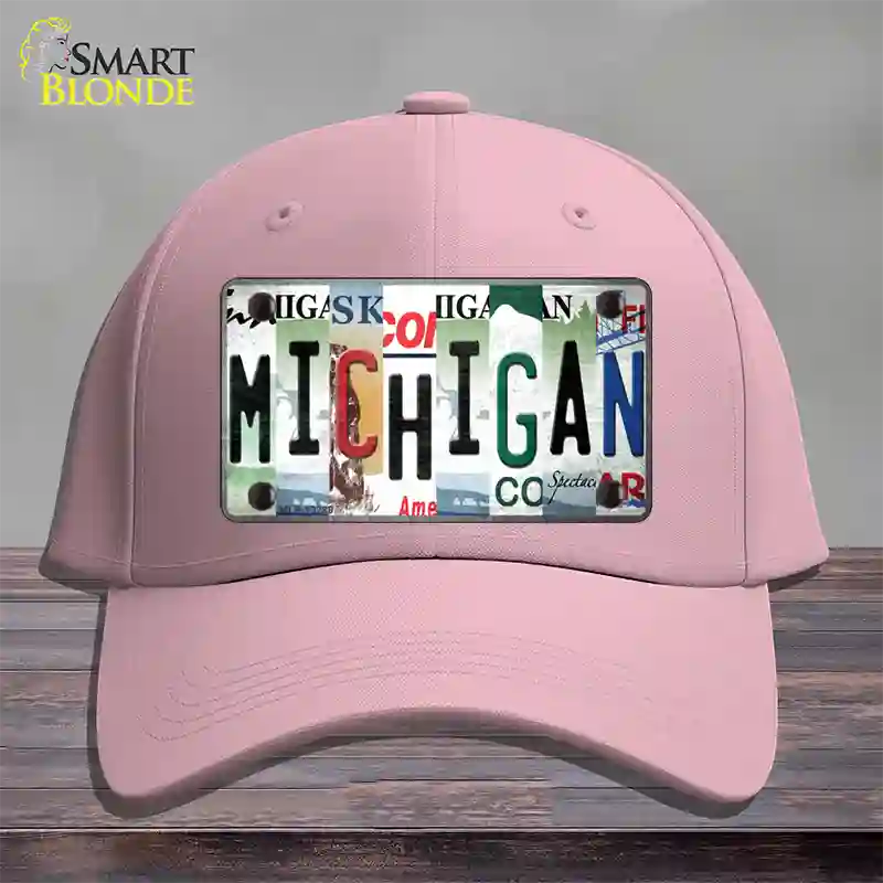 Michigan Strip Art Novelty License Plate Hat Tag Cotton / Pink