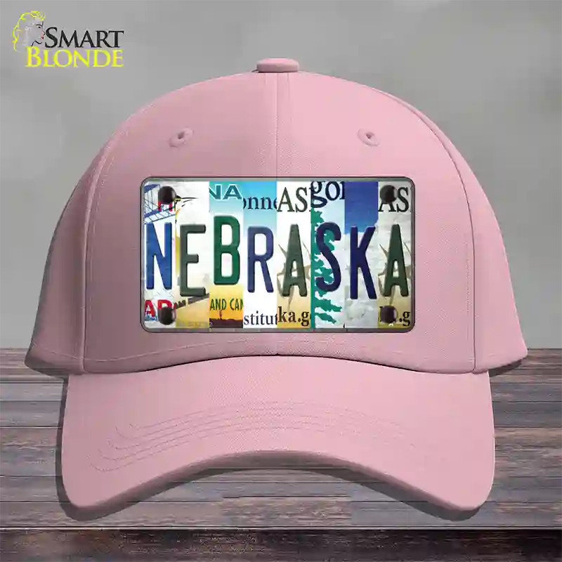 Nebraska Strip Art Novelty License Plate Hat Tag Cotton / Pink