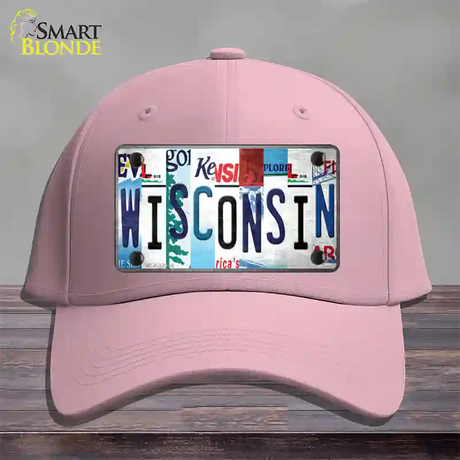 Wisconsin Strip Art Novelty License Plate Hat Tag Cotton / Pink